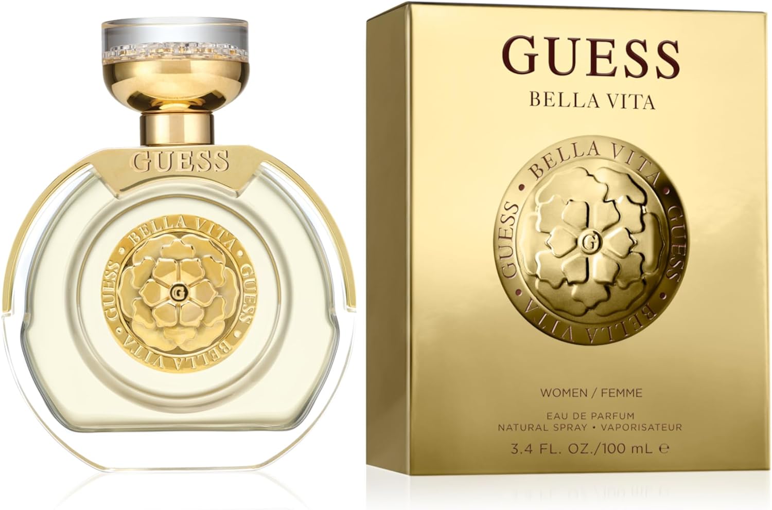 GUESS, Fragrance Bella Vita Eau De Parfum Spray for Women, Gold, 100 ML