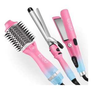 ENZO EN-3312 Hair Styling Pack  Professional Straightener, Curler & Volumizer for Smooth, Sleek Hair  Intl Version